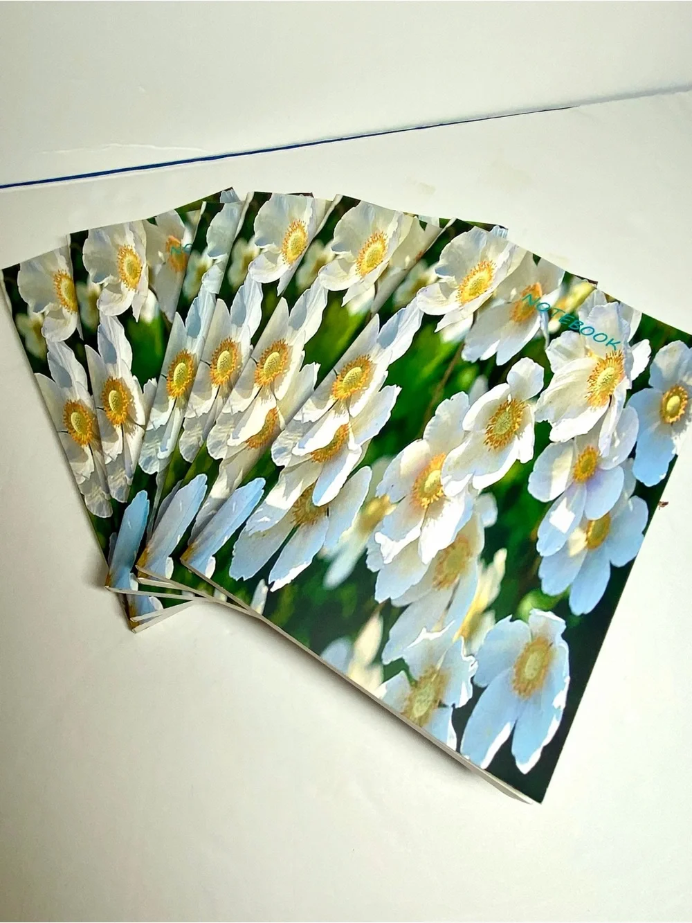 Lot of 6 Floral Softcover Notebooks White Anemone Flower Composition Journals